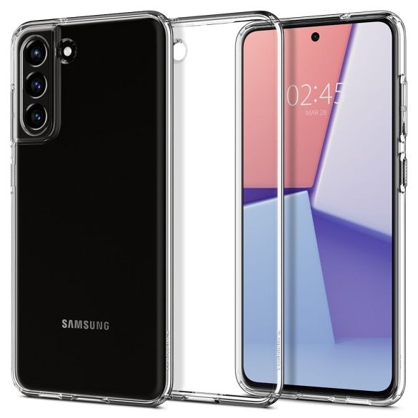 Samsung Galaxy S21 FE 5G SM-G990, Szilikon tok, Spigen Liquid Crystal, átlátszó