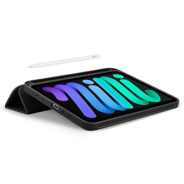 Apple iPad Mini (2021) (8.3), mappa tok, Smart Case, Spigen Urban Fit, fekete