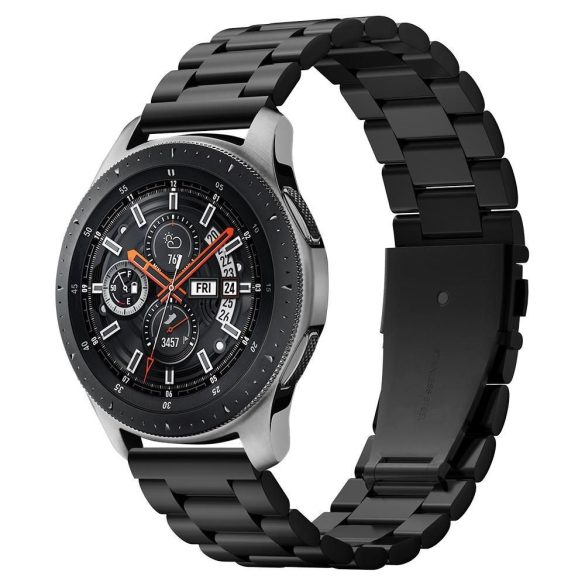 Samsung Galaxy Watch (46mm) SM-R800 / R805, fém pótszíj, Spigen Modern Fit, fekete