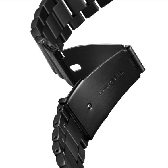 Samsung Galaxy Watch (46mm) SM-R800 / R805, fém pótszíj, Spigen Modern Fit, fekete