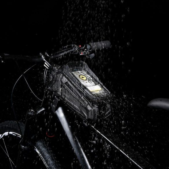 Univerzális, kerékpáros / biciklis tartó, táska, 6.5", vázra szerelhető, vízálló, napellenző, fülhallgató kimenet, TP XT5 Bike, fekete