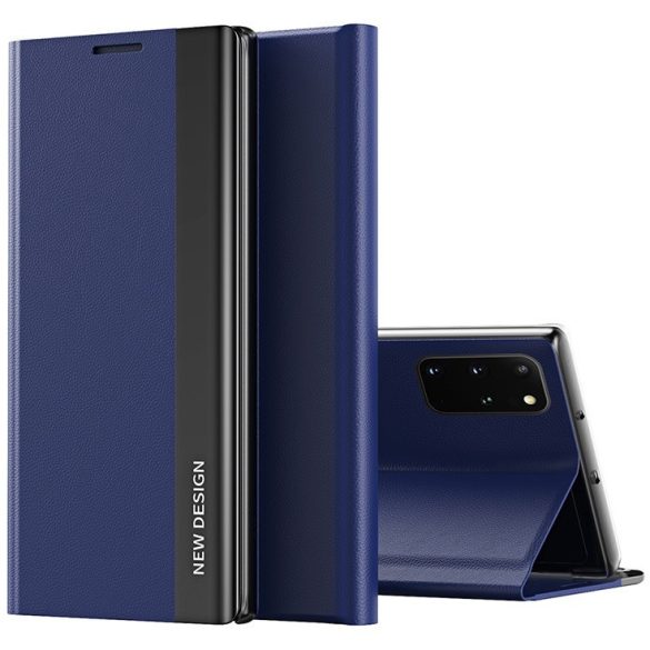 Samsung Galaxy S22 Ultra 5G SM-S908, Oldalra nyíló tok, stand, Wooze Silver Line, sötétkék