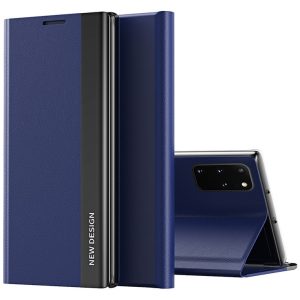 Huawei P30 Lite, Oldalra nyíló tok, stand, Wooze Silver Line, sötétkék