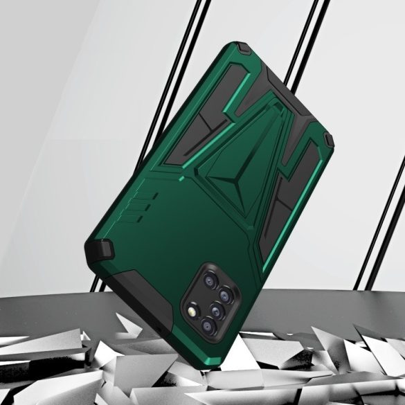 Samsung Galaxy A73 5G SM-A736B, Műanyag hátlap védőtok szilikon belső, közepesen ütésálló, kitámasztóval, Wooze Supportive Care, zöld