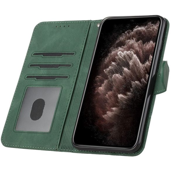 Motorola Edge 20 Pro, Oldalra nyíló tok, stand, kártyatartóval, kézpánttal, Wooze Illusion, zöld
