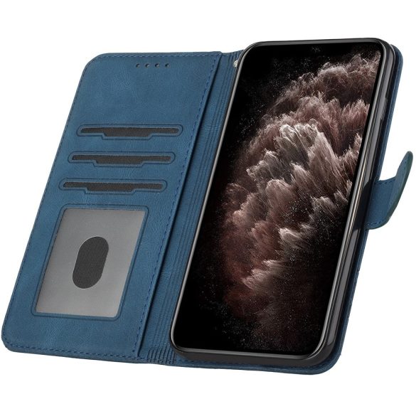 Motorola Edge X30, Oldalra nyíló tok, stand, kártyatartóval, kézpánttal, Wooze Illusion, kék