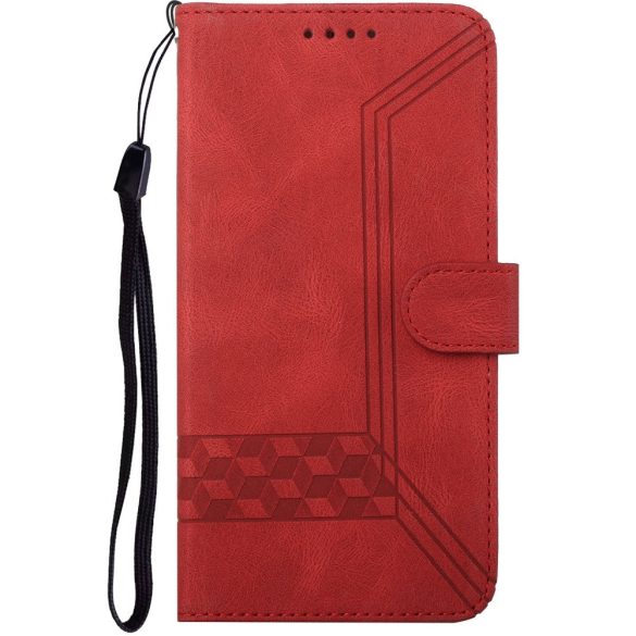 Motorola Moto G71 5G, Oldalra nyíló tok, stand, kártyatartóval, kézpánttal, Wooze Illusion, piros