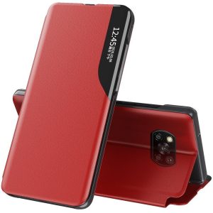 Xiaomi Redmi 10 5G / Redmi Note 11E, Oldalra nyíló tok, stand, hívás mutatóval, Wooze FashionBook, piros