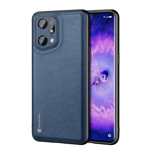 Oppo Find X5 Pro, Műanyag hátlap védőtok + szilikon keret, fényvisszaverő szövet hátlap, rács minta, Dux Ducis Fino, sötétkék