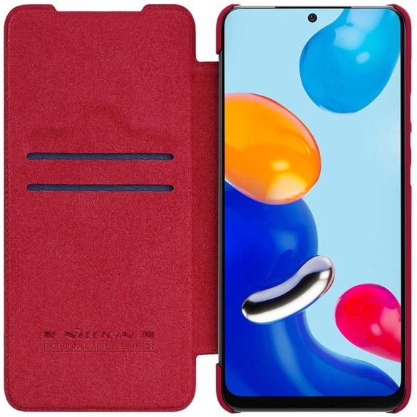 Xiaomi Redmi Note 11 / Note 11S, Oldalra nyíló tok, Nillkin Qin, piros