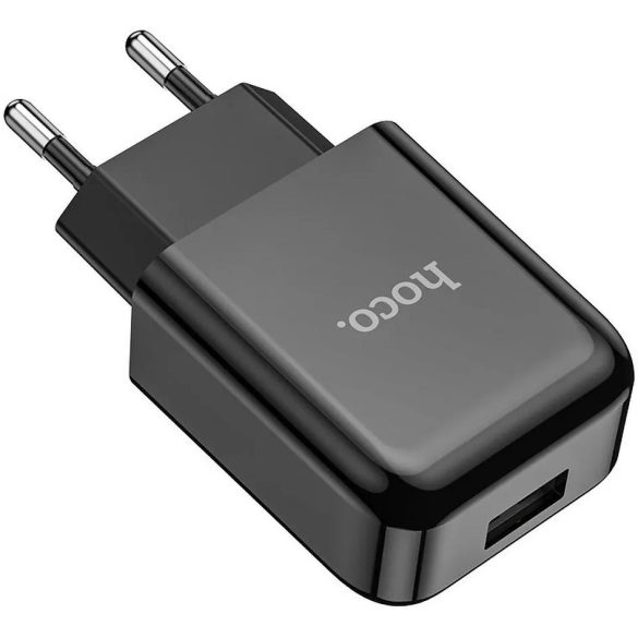 Hálózati töltő adapter, 10W, USB aljzat, USB Type-C kábellel, Hoco N2 Vigour, fekete