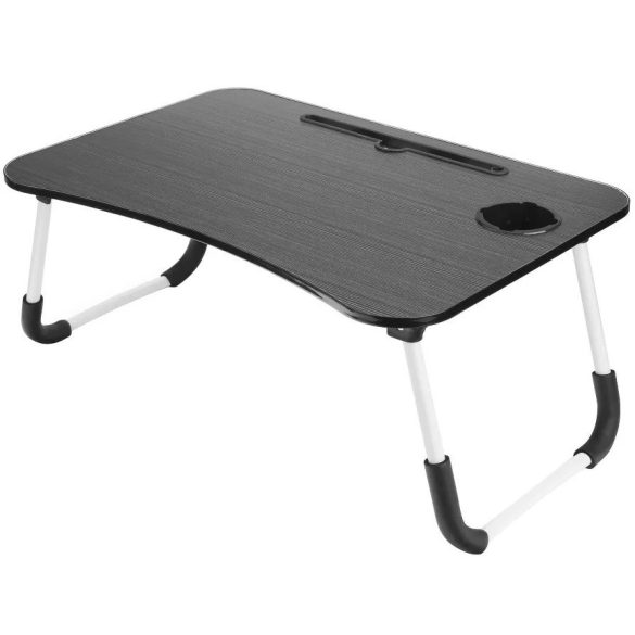 Univerzális laptoptartó asztal, maximum 17" laptopokhoz, összecsukható, pohártartóval, FD-6, fekete