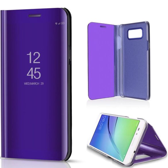 Samsung Galaxy M13 4G SM-M135F, Oldalra nyíló tok, hívás mutatóval, Smart View Cover, lila (utángyártott)