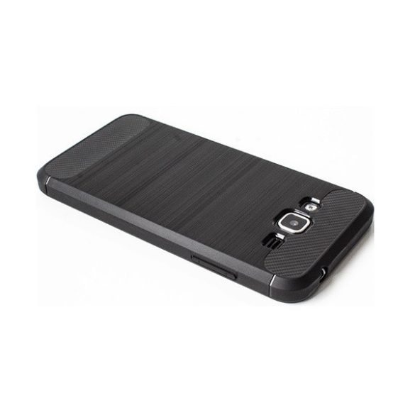 Samsung Galaxy M13 4G SM-M135F, Szilikon tok, közepesen ütésálló, szálcsiszolt, karbon minta, fekete