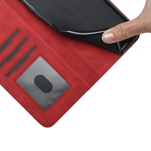 Xiaomi Redmi 10A, Oldalra nyíló tok, stand, kártyatartóval, kézpánttal, Wooze Illusion, piros
