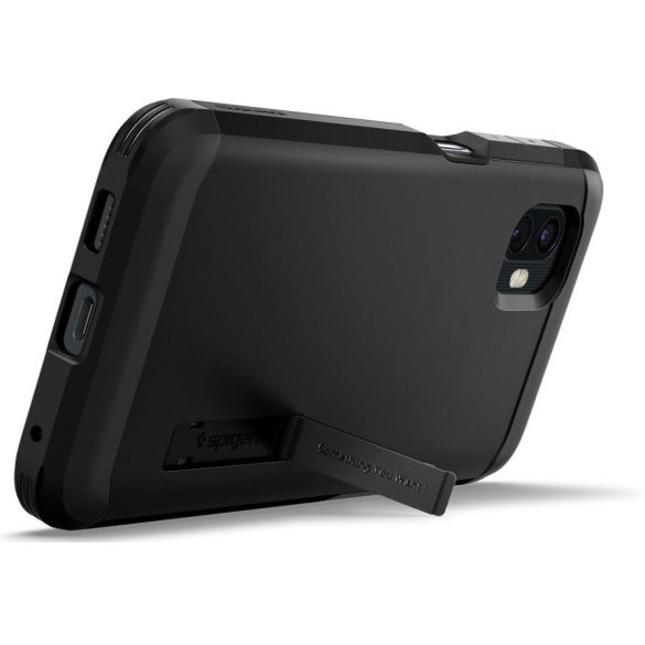 Samsung Galaxy Xcover 6 Pro SM-G736B, Szilikon tok + műanyag hátlap, kitámasztóval, Spigen Tough Armor, fekete