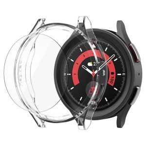 Samsung Galaxy Watch 5 Pro SM-R925F, Műanyag védőkeret, 9H üveggel, szíj nélkül, Spigen Thin Fit Glass, átlátszó
