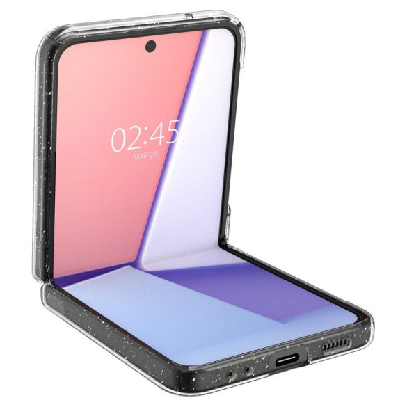 Samsung Galaxy Z Flip4 SM-F721B, Műanyag hátlap védőtok, Spigen Airskin Glitter, ultravékony, csillogó, átlátszó