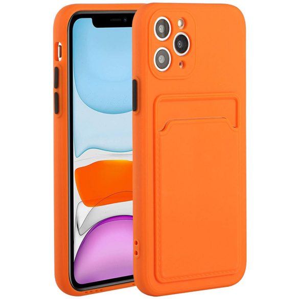 Huawei Nova 10, Szilikon tok, kártyatartóval, Wooze Card Slot, narancssárga