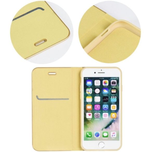 Apple iPhone 14 Plus, Oldalra nyíló tok, stand, Luna Book, arany