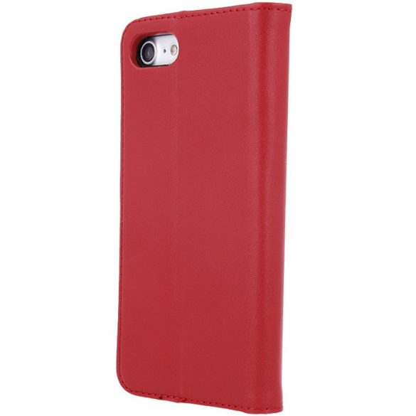 Apple iPhone 14 Plus, Oldalra nyíló tok, valódi bőrtok, stand, Smart Pro, piros