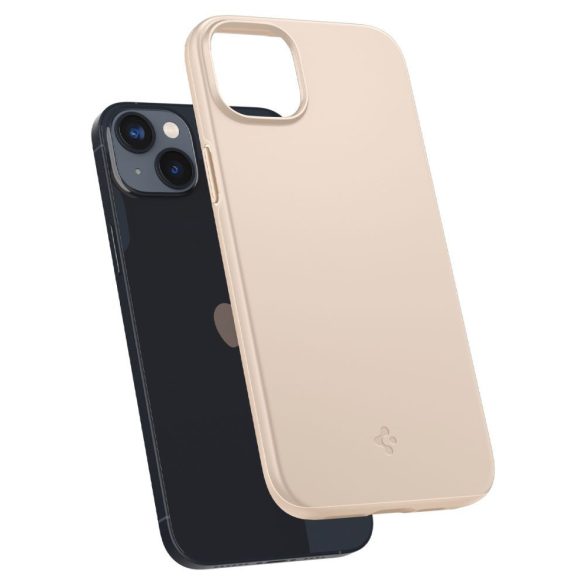 Apple iPhone 14 Plus, Műanyag hátlap védőtok, Spigen Thin Fit, homok-beige