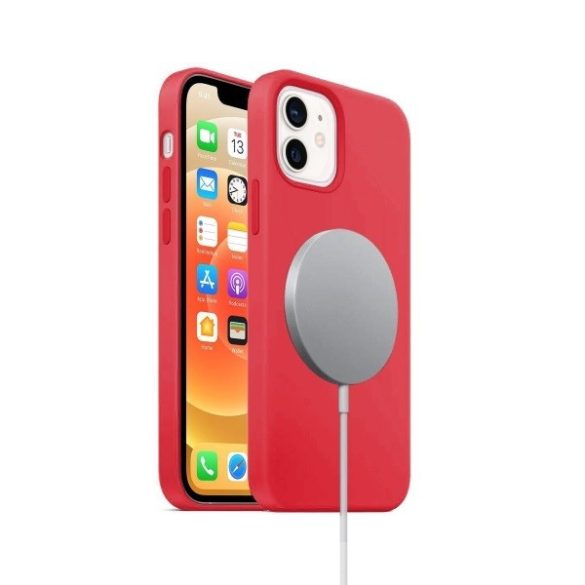 Apple iPhone 13, Szilikon tok, mágnes gyűrűvel, MagSafe töltővel kompatibilis, Wooze Magsafe Case, rózsaszín