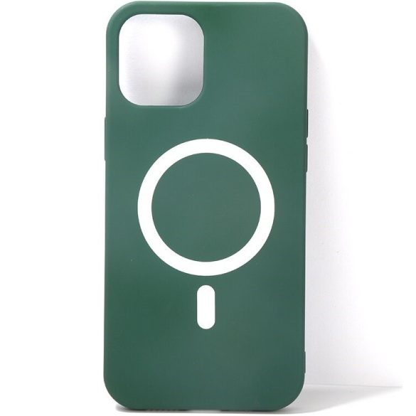 Apple iPhone 13 Mini, Szilikon tok, mágnes gyűrűvel, MagSafe töltővel kompatibilis, Wooze Magsafe Case, zöld
