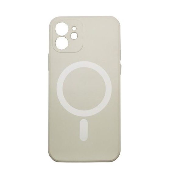Apple iPhone 14, Szilikon tok, mágnes gyűrűvel, MagSafe töltővel kompatibilis, Wooze Magsafe Case, fehér