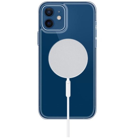 Apple iPhone 14 Plus, Szilikon tok, mágnes gyűrűvel, MagSafe töltővel kompatibilis, Wooze Magsafe Case, átlátszó