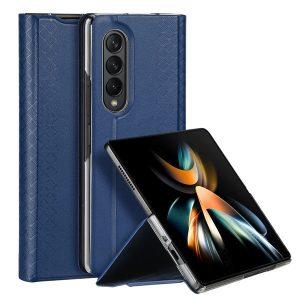 Samsung Galaxy Z Fold4 5G SM-F936B, Oldalra nyíló tok, bőr hátlap, stand, Dux Ducis Bril, kék