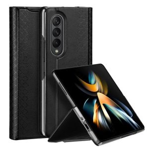 Samsung Galaxy Z Fold4 5G SM-F936B, Oldalra nyíló tok, bőr hátlap, stand, Dux Ducis Bril, fekete