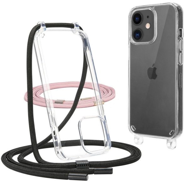 Apple iPhone 11, Szilikon védőkeret + műanyag hátlap, nyakbaakasztó, FlexAir Chain, átlátszó