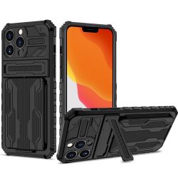   Samsung Galaxy Note 20 / 20 5G SM-N980 / N981, Műanyag hátlap védőtok szilikon belső, közepesen ütésálló, kitámasztóval, kártyatartóval, Wooze Transformer, fekete