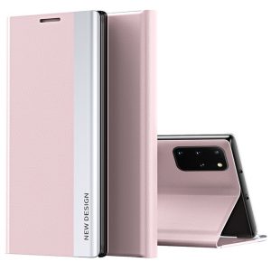 Xiaomi Poco M5, Oldalra nyíló tok, stand, Wooze Silver Line, rózsaszín