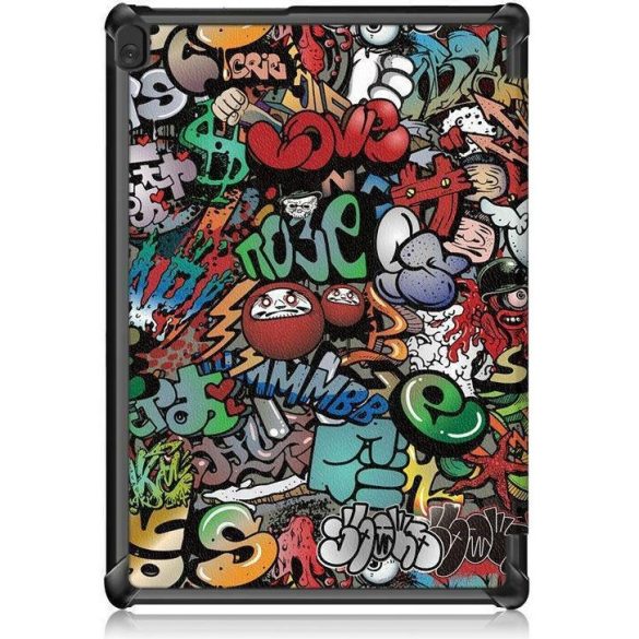 Samsung Galaxy Tab A7 10.4 (2020) SM-T500 / T505, mappa tok, graffiti minta, Trifold, színes