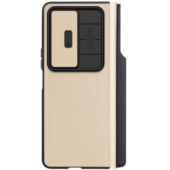 Samsung Galaxy Z Fold4 5G SM-F936B, Oldalra nyíló tok, érintőceruza tartó, kamera védelem, Nillkin Qin Pro, arany