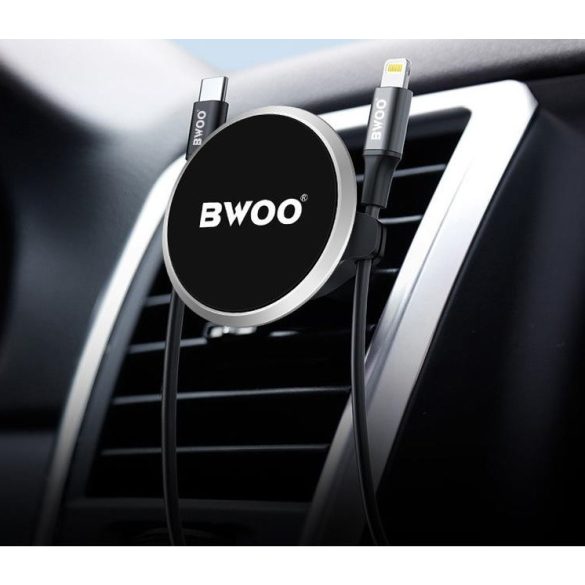 Autós tartó, Univerzális, szellőzőre rögzíthető, 360°-ban forgatható, mágneses, Bwoo ZJ67, fekete
