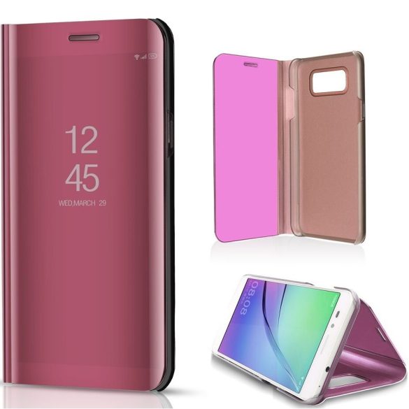 Samsung Galaxy S23 SM-S911, Oldalra nyíló tok, hívás mutatóval, Smart View Cover, vörösarany (utángyártott)