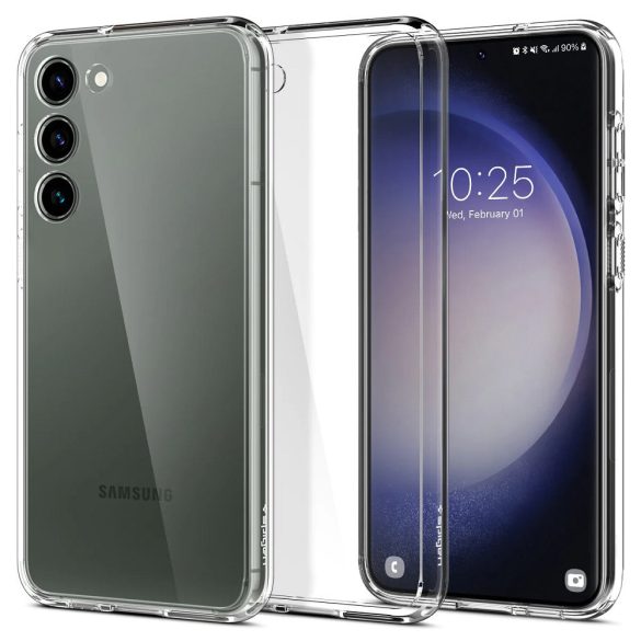 Samsung Galaxy S23 Plus SM-S916, Műanyag hátlap védőtok + szilikon keret, Spigen Ultra Hybrid, átlátszó