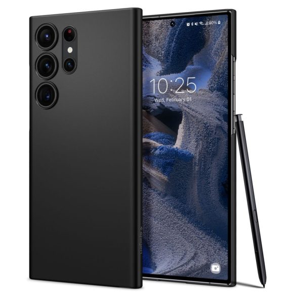 Samsung Galaxy S23 Ultra SM-S918, Műanyag hátlap védőtok, Spigen Airskin, ultravékony, fekete