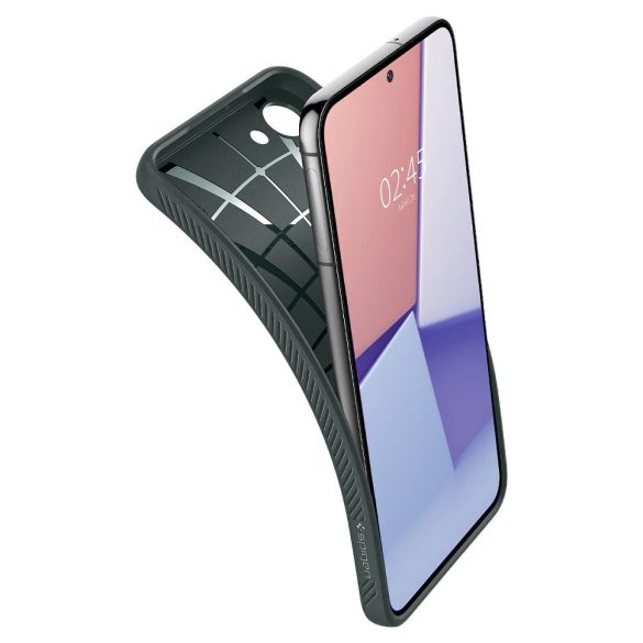 Samsung Galaxy S23 SM-S911, Szilikon tok, Spigen Liquid Air, háromszög minta, sötétzöld