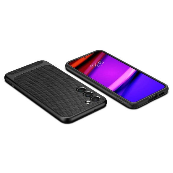 Samsung Galaxy S23 SM-S911, Szilikon tok, műanyag kerettel, Spigen Neo Hybrid, halszálka minta, fekete