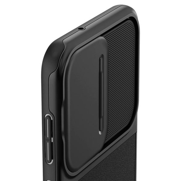 Samsung Galaxy S23 SM-S911, Szilikon tok, közepesen ütésálló, kamera védelem, Spigen Optik Armor, fekete