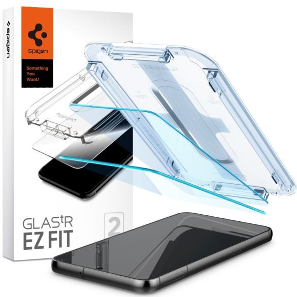 Samsung Galaxy S23 Plus SM-S916, Kijelzővédő fólia, ütésálló fólia (az íves részre is!), Tempered Glass (edzett üveg), Spigen Ez Fit, Clear, 2 db / csomag