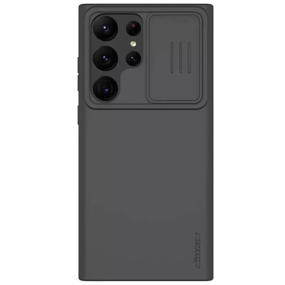 Samsung Galaxy S23 Ultra SM-S918, Szilikon tok, közepesen ütésálló, kamera védelem, Nillkin CamShield Silky, fekete