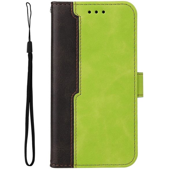 Apple iPhone 14, Oldalra nyíló tok, stand, kártyatartóval, kézpánttal, Wooze Colour Wallet, zöld