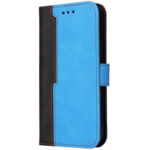 Apple iPhone 14 Pro Max, Oldalra nyíló tok, stand, kártyatartóval, kézpánttal, Wooze Colour Wallet, kék