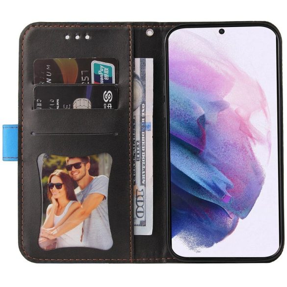 Samsung Galaxy A13 5G / A04s SM-A136U / A047F, Oldalra nyíló tok, stand, kártyatartóval, kézpánttal, Wooze Colour Wallet, kék