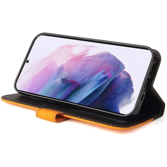 Apple iPhone 11 Pro Max, Oldalra nyíló tok, stand, kártyatartóval, kézpánttal, Wooze Colour Wallet, narancssárga